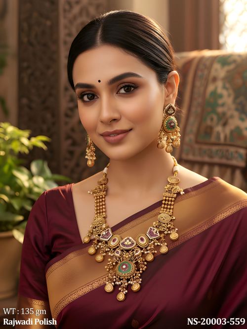 Rajwadi Finish Temple Necklace Set for Women