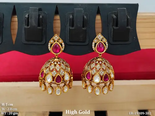 Ethnic Stone-Studded Jhumka Earrings for Women