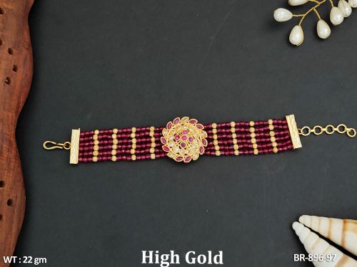 Antique Stone-Studded Bracelet in Ruby, photo 2 of 6