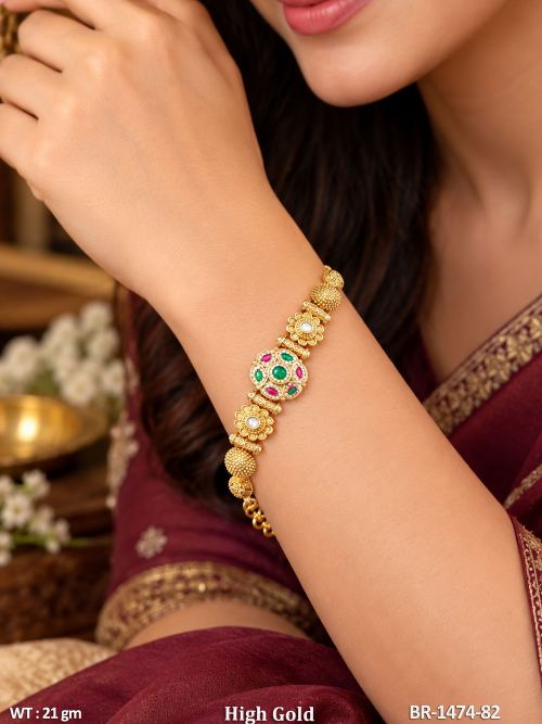 Classic Party Wear Bracelet for Women in Ruby Green, photo 3 of 4