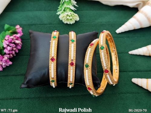 Stone-Studded Bangles in Rajwadi Finish Set of 4