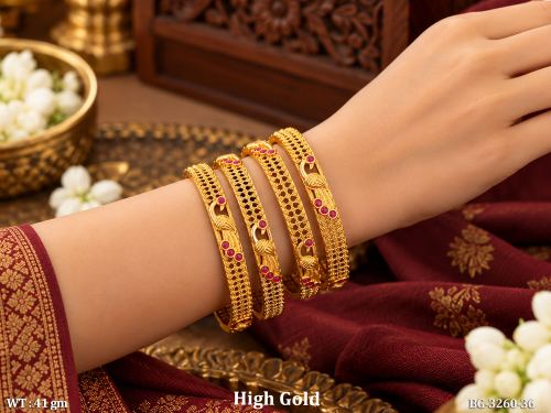 Stone-Studded Peacock Bangles Set of 4