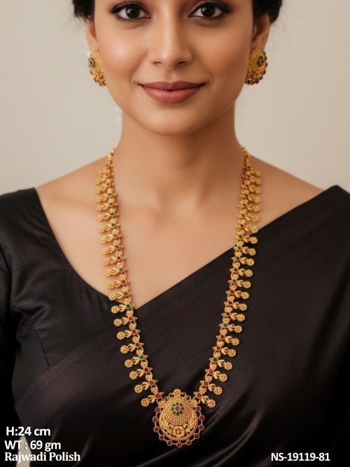 Necklace Set with Stone Work in Rajwadi Finish