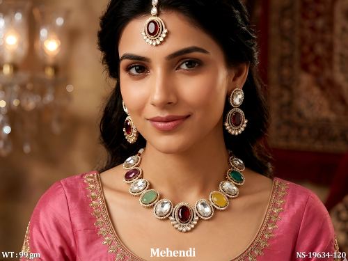 Mehendi Finish Statement Necklace Set for Women