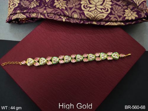 Classic Kundan Bracelet in Neon Peach, photo 12 of 13