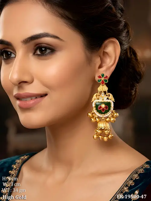 Antique Stone-Studded Jhumki Earrings