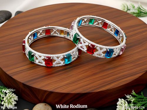 AD Bangles in White Finish Set of 2