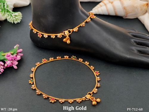 Traditional High Gold Polish Designer Stone Payal
