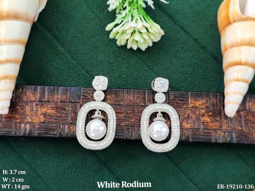 White Finish AD Drop Earrings for Women