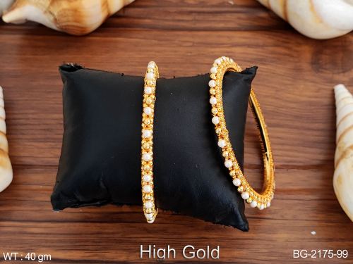 Antique Bangles with Pearls Set of 2