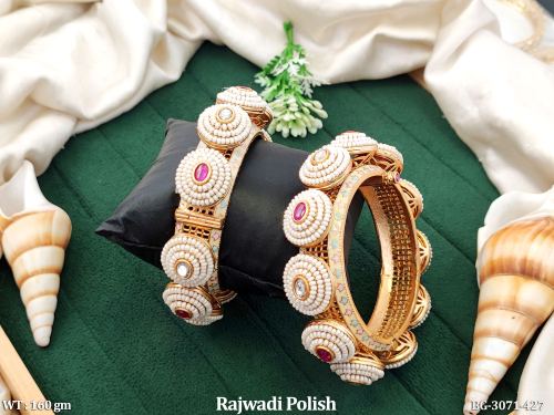 Bangles with Pearls in Rajwadi Finish Set of 2