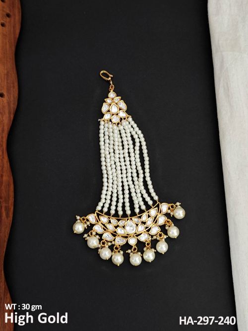 Kundan Jewellery High Gold Clustered Pearl Hair Accessories  
