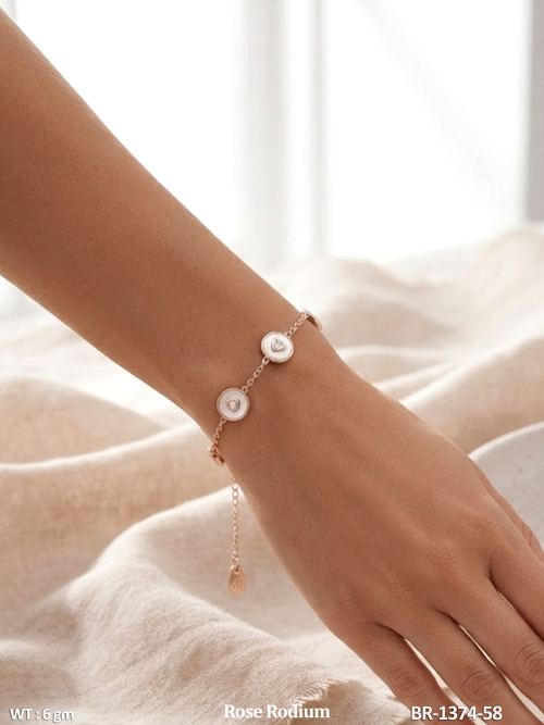 Sparkling Butterfly Link Rose Rodium Bracelet
