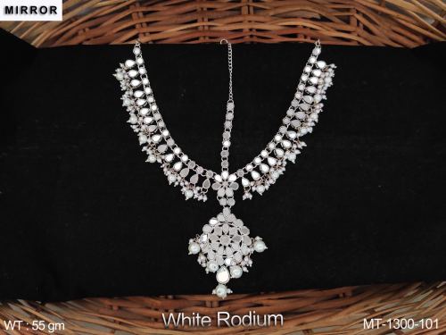 Party Wear White Finish Maang Tikka