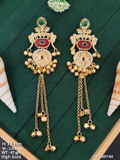 Stone-Studded Peacock Earrings in Ruby, photo 3 of 4