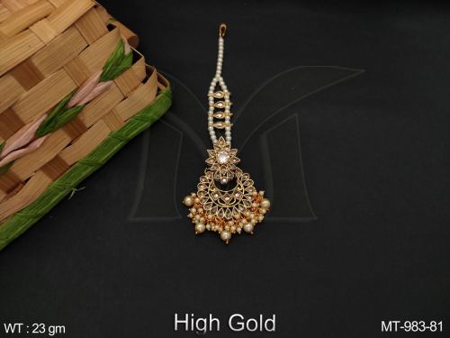 Antique Tassel Maang Tikka with Pearls