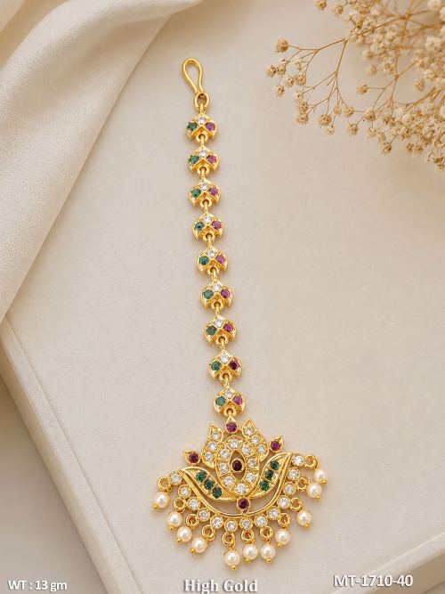 Antique High Gold Polish Designer Maang Tikka