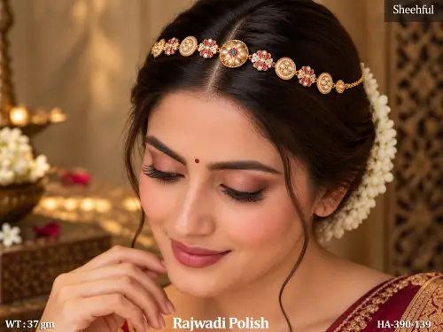 Rajwadi Polish Designer Hair Accessory With Floral Motif