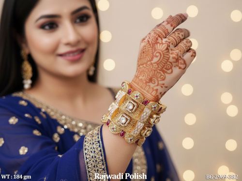 Stone-Studded Heritage Bangles for Women Set of 2