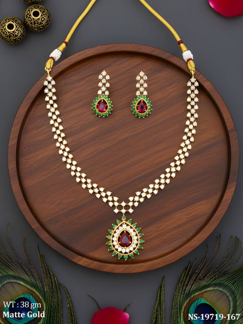 Kemp Short Necklace Set with Earrings in Matte Finish for Women