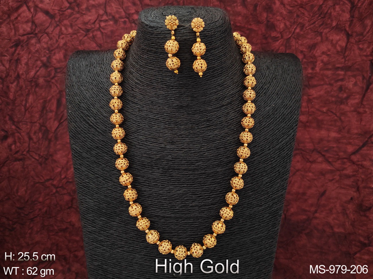 High Gold Polish Designer Party wear Long Beaded Mala Set Imitation