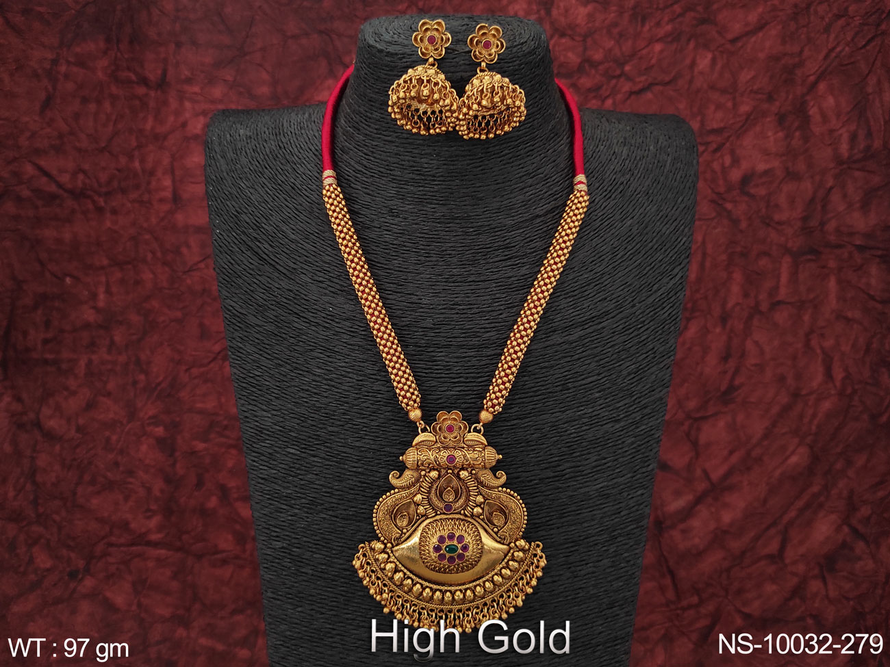 Beautiful High Gold Polish Designer Antique Long Haram Necklace Set Imitation Jewellery Online Artificial Jewelry Shopping for Womens