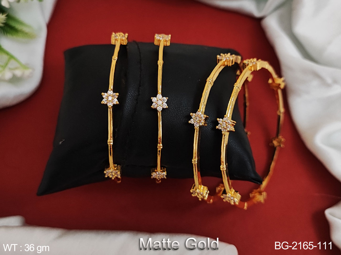 Kemp Jewellery Designer Matte Gold Polish Party Wear 4 Bangles Set ...