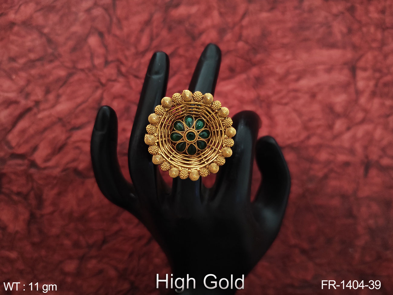 Round Shape High Gold Polish Designer Fancy Style Kemp Finger Ring Imitation Jewellery Online Artificial Jewelry Shopping for Womens