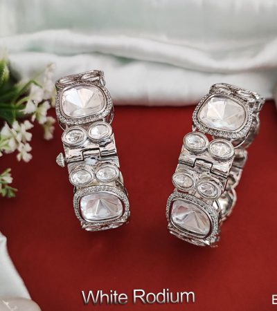 Silver sales kundan bangles