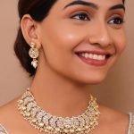 Kundan & Pearl Floral Design Heavy Necklace Set with Earrings