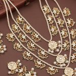 Traditional Indian 3 layered Pearl Gold-Plated Kundan Necklace Set
