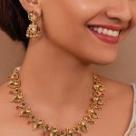 High Gold Polish with Peacock Design Jhumka Earrings Necklace Set