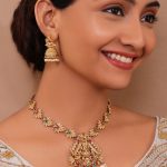 Laxmi Pendant Temple Jewellery Necklace & Jhumka Earrings Set