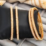 Traditional Gold Plated Pearl Bangles Set for Women, Premium Quality Imitation Jewelry with Intricate Detailing (Set of 4)
