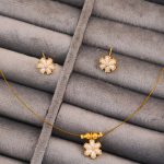 Pearl Flower Jewellery Set with Gold-Plated Necklace and Earrings for Women and Girls
