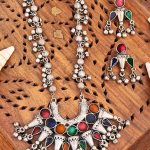 Oxidized Silver Indian Traditional Necklace Set with Multicolor Enamel and Tribal Earrings for Ethnic and Festive Wear