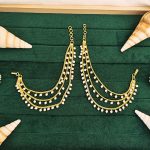 Traditional Gold-Plated Pearl Ear Chain Earrings, 3-Layer Cascading Design