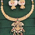 Premium Gold-Plated Necklace Set– Elegant Lakshmi Design, Colorful Beads, Superior Craftsmanship, Perfect for All Occasions