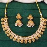 Gold Plated Pearl Necklace Set with Jhumka Earrings for Women – Traditional Ethnic Jewelry for Festivals, Weddings, and Parties