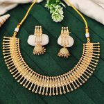 Gold Plated Tribal-Inspired Necklace Set with Jhumka Earrings for Women – Traditional Ethnic Jewelry for Festivals and Cultural Events