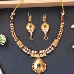 Antique Finish Tear Drop Pendant Necklace with Matching Earrings