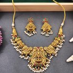Antique Temple Laxmi Necklace Set with Earrings – Gold Plated Bridal Jewellery