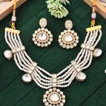 Elegant White Pearl Kundan Necklace Set with Earrings – Bridal Wedding Jewelry