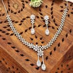 Elegant American Diamond Floral Necklace Set with Drop Earrings for Weddings and Special Occasions