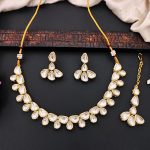Classic Polki Kundan Necklace Set with Earrings & Maang Tikka for Her