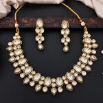 Statement Polki Kundan Necklace Set with Long Drop Earrings